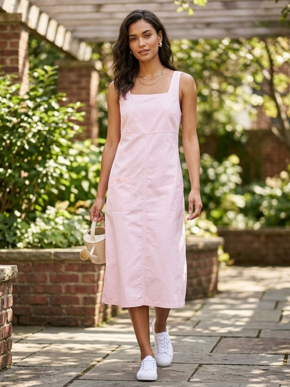 DIRECTIVES Pink Maxi Jumper Dress, Sleeveless Lyocell Comfort, Size Medium